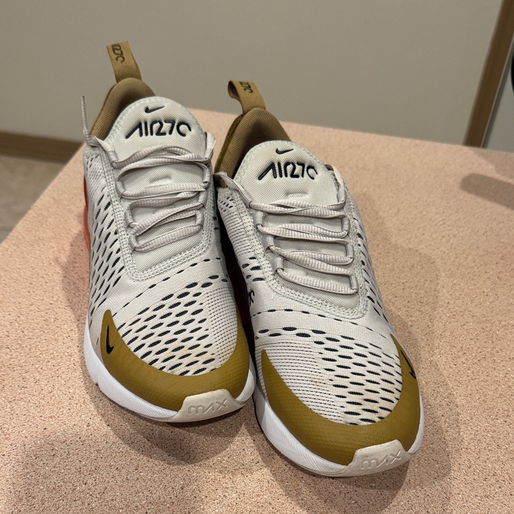 Nike Air Max White and Gold Sneakers